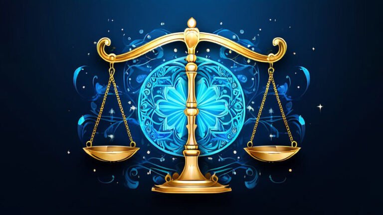 Backdrop of sacred zodiac Libra symbols