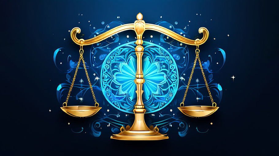 Backdrop of sacred zodiac Libra symbols