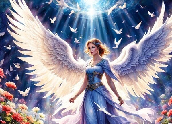 angelic figures in celestial or divine setting