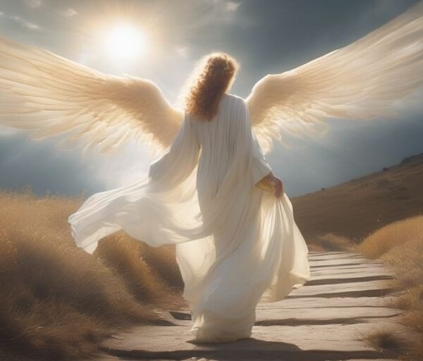 angelic figure on a divine path