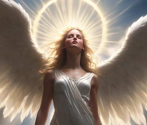 angelic figure surrounded by divine light