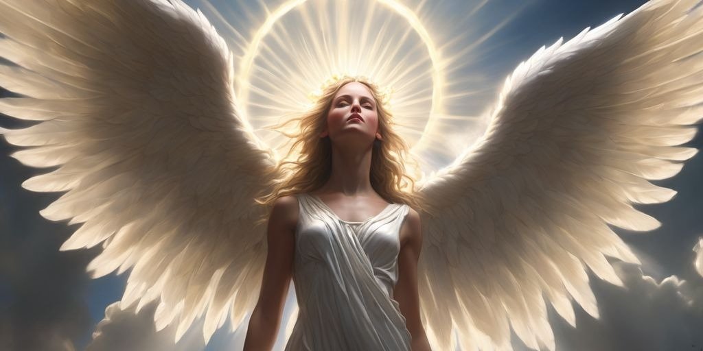 angelic figure surrounded by divine light