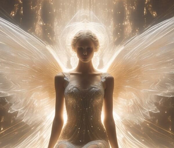 angelic figure surrounded by light and numbers