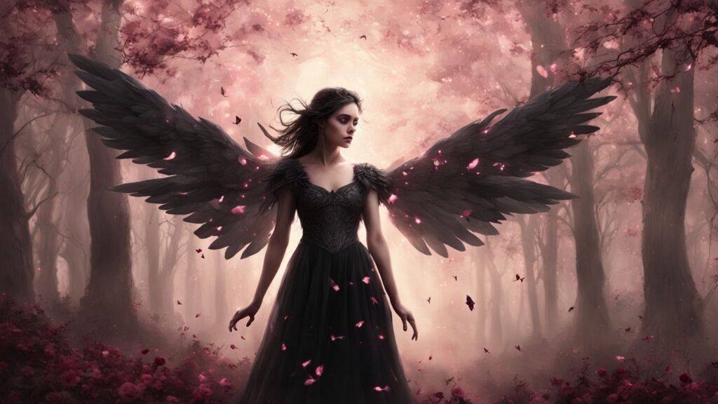 a angel with black wings