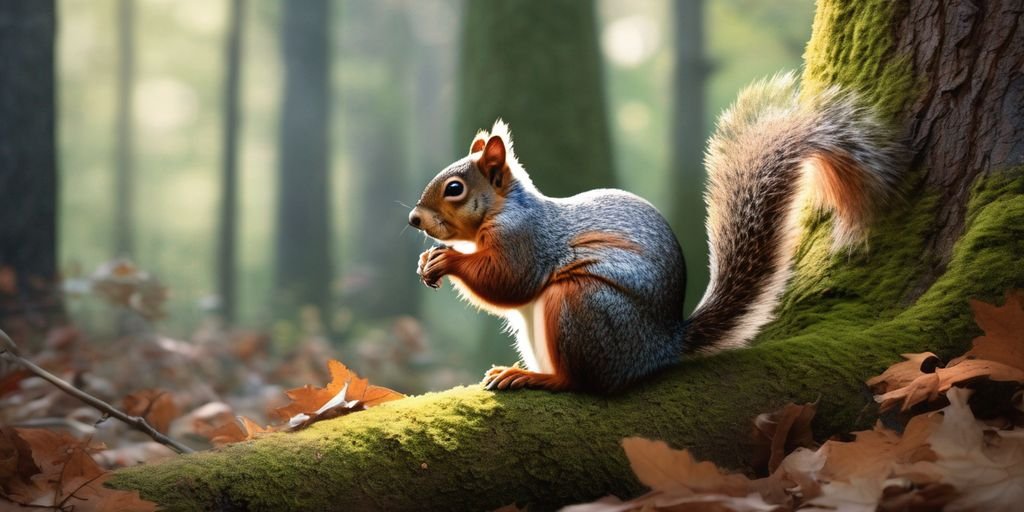 squirrel in a dreamlike forest setting