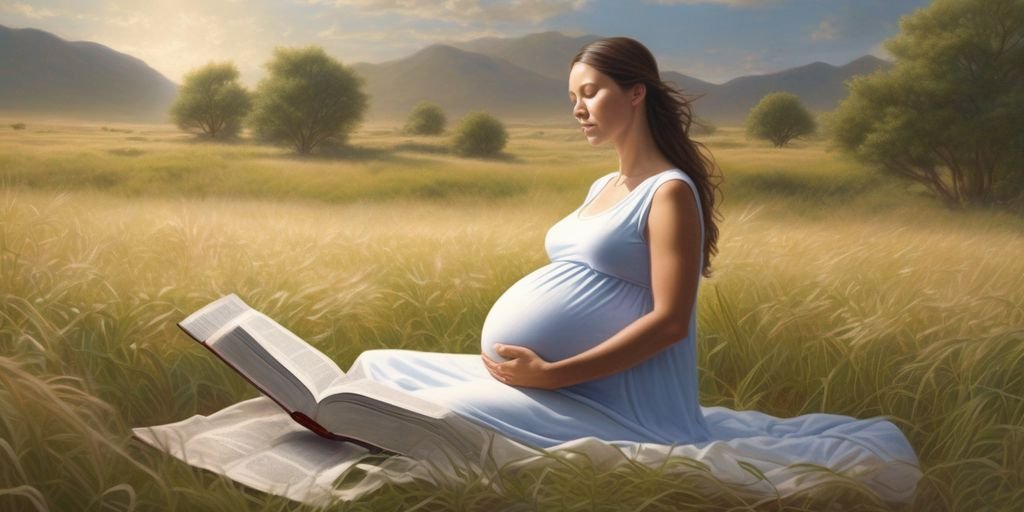 spiritual growth pregnant woman bible open field