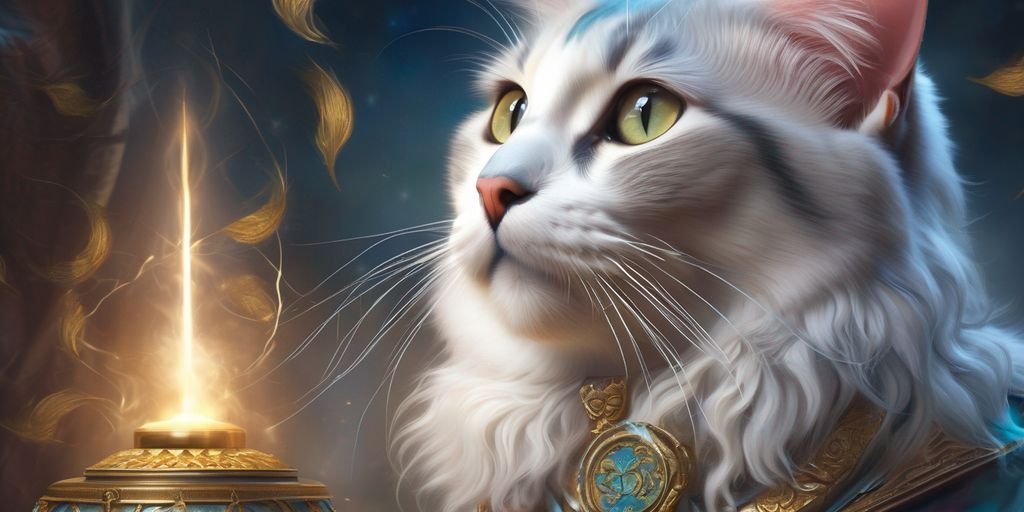 dreamy cat with spiritual and biblical elements