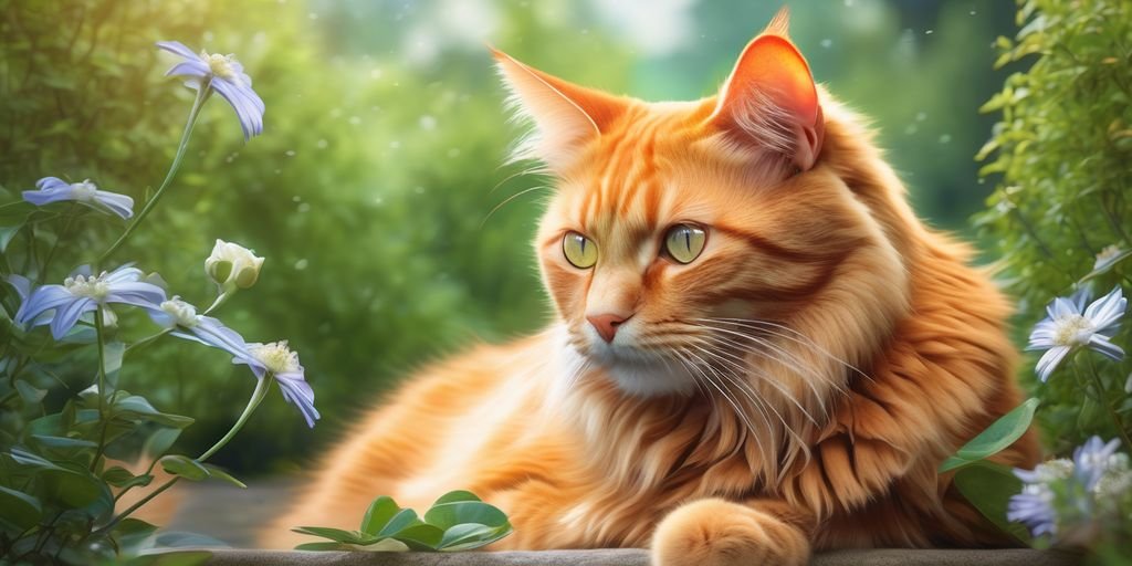 orange cat with dreamy background and manifestation elements