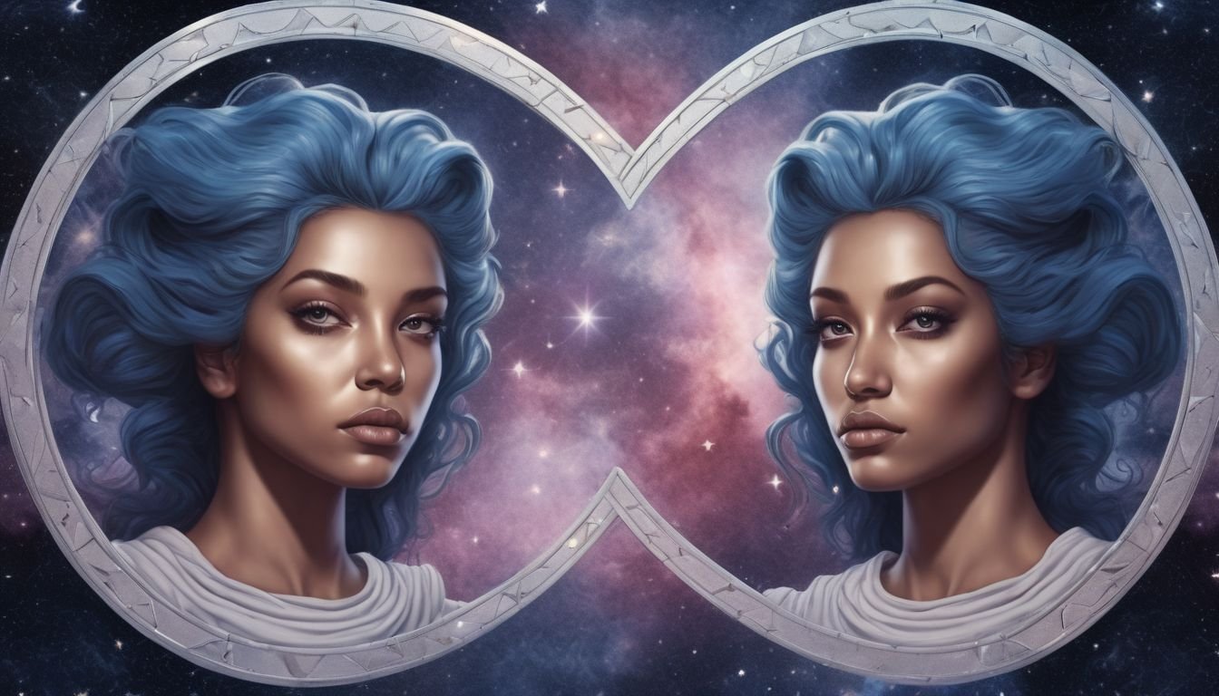 illustration of Gemini twins symbol with celestial background