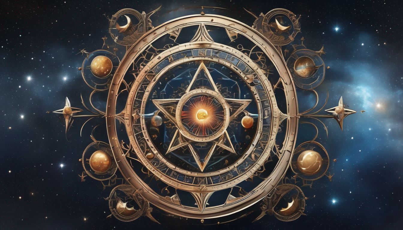 twins astrology symbols with celestial background