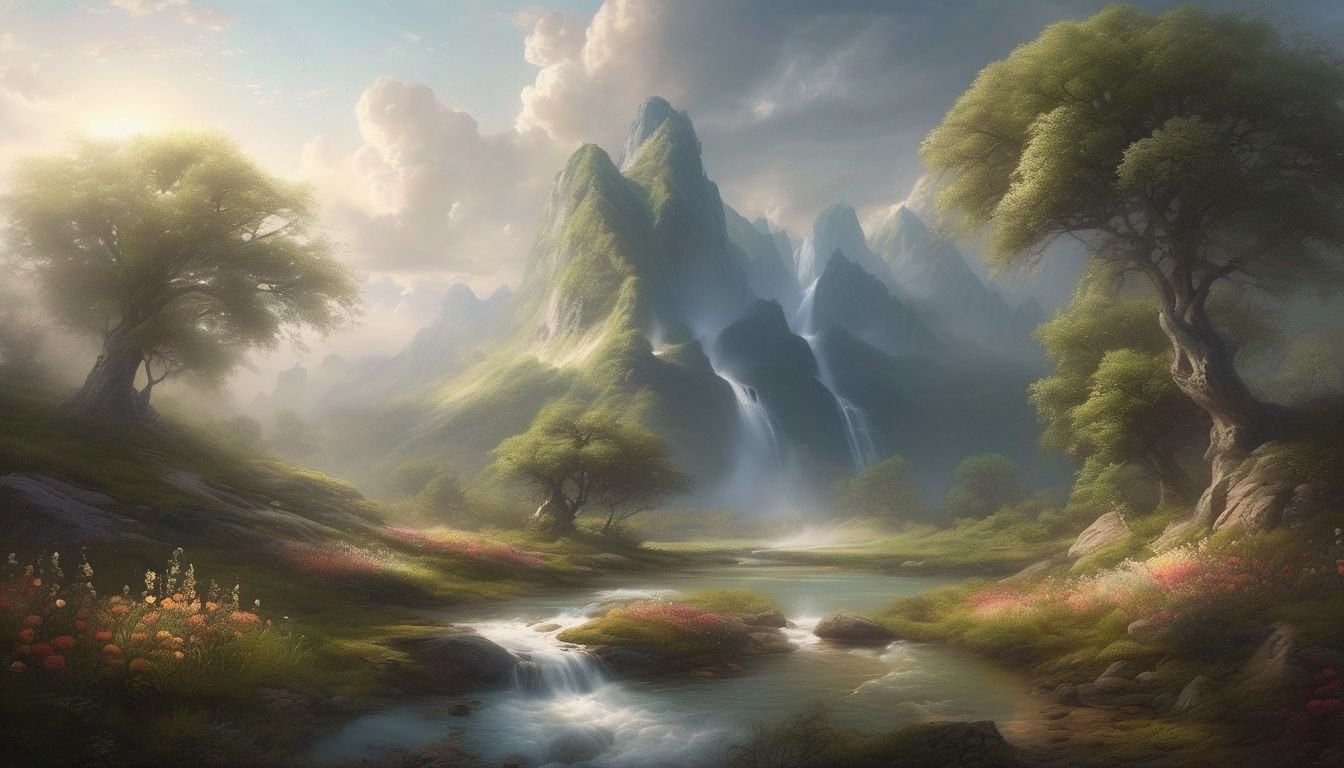 dreamlike mystical landscape with divine light