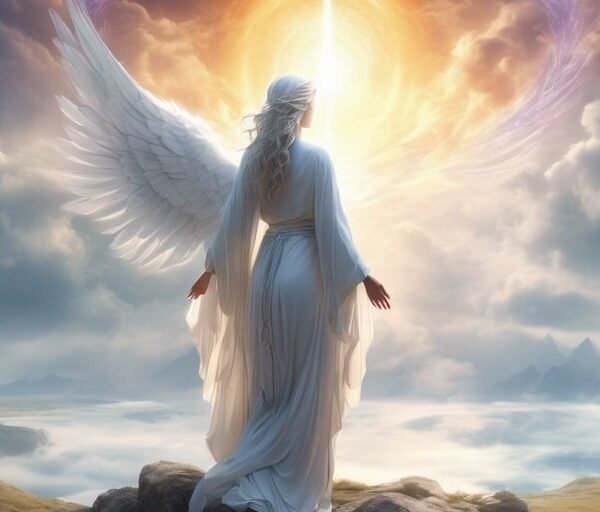 spiritual awakening concept with angelic figures and serene landscapes