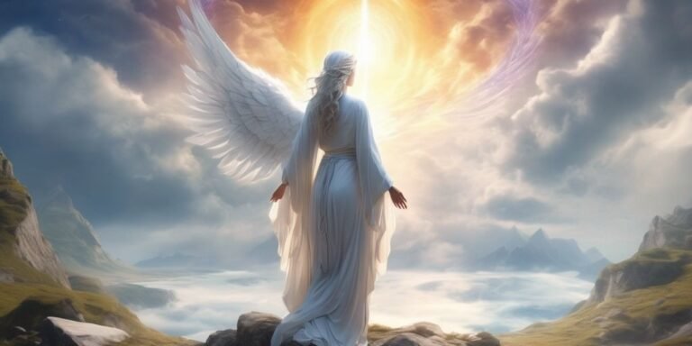 spiritual awakening concept with angelic figures and serene landscapes