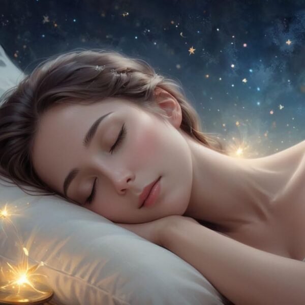 Digital painting of a woman in repose on a pillow