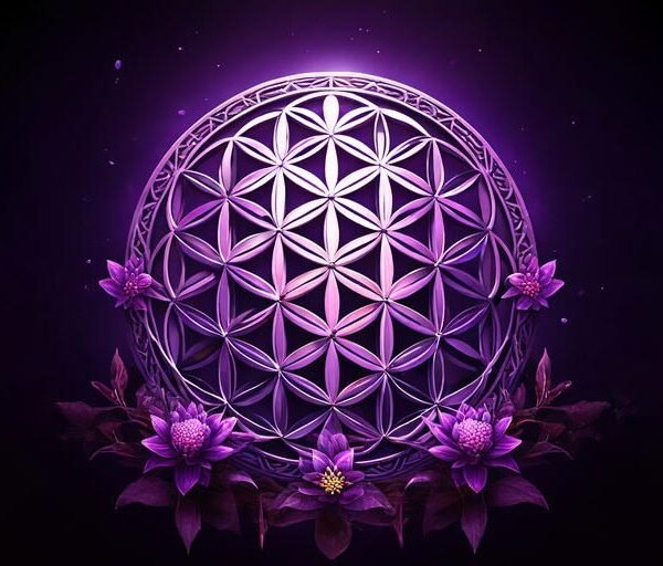 flower of life with a purple background