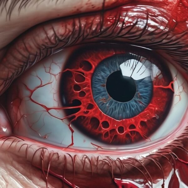 spiritual broken blood vessel in eye illustration